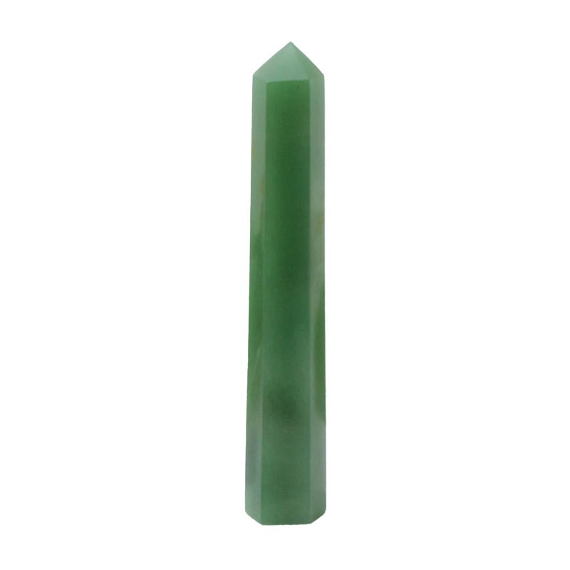 Apengshi 1PCS Natural Crystal Green Aventurine Tower 5963 1516cm 6 Faceted Single Point Prism Healing Crystal Wand for Meditation Reiki Chakra Therapy